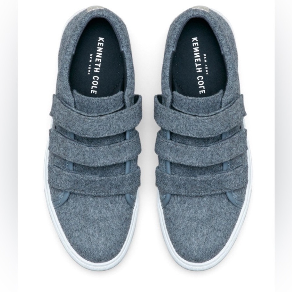 Kenneth Cole New York Kingvel Low Top Velcro Gray Fabric Casual Sneakers Size 5M